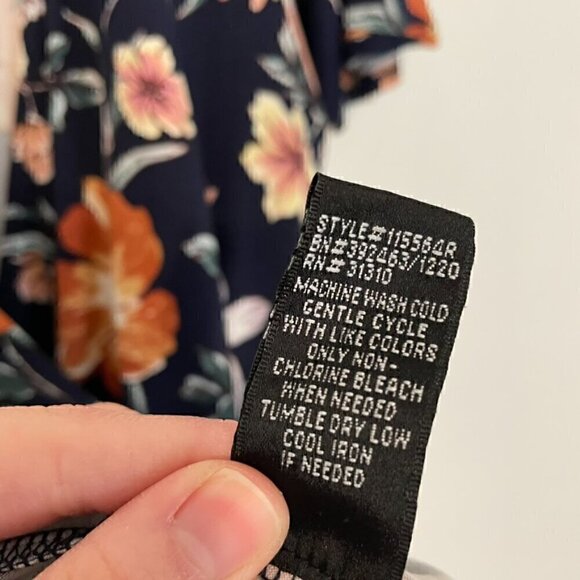 BY & BY / BY&BY Navy Blue Floral Print High Low Hi-Lo Midi Maxi Faux Wrap Dress - Picture 11 of 16